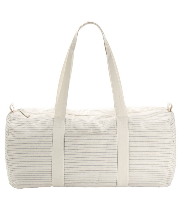 Striped organic cotton barrel bag