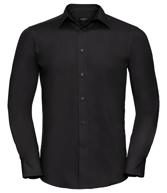 Long sleeve polycotton easycare fitted poplin shirt