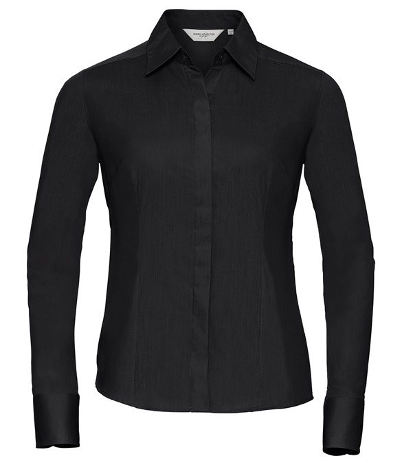 Women's long sleeve polycotton easycare fitted poplin shirt