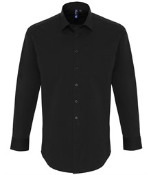 Stretch fit cotton poplin long sleeve shirt