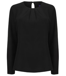 Women's pleat front long sleeve blouse