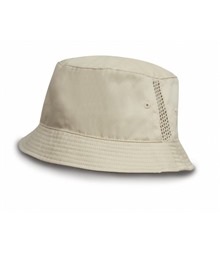 Deluxe washed cotton bucket hat with side mesh panels