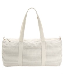 Striped organic cotton barrel bag
